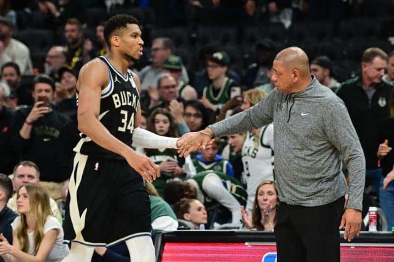Toronto Raptors, Giannis Antetokounmpo, Milwaukee Bucks, Myles Turner, Bucks Head Coach Doc Rivers