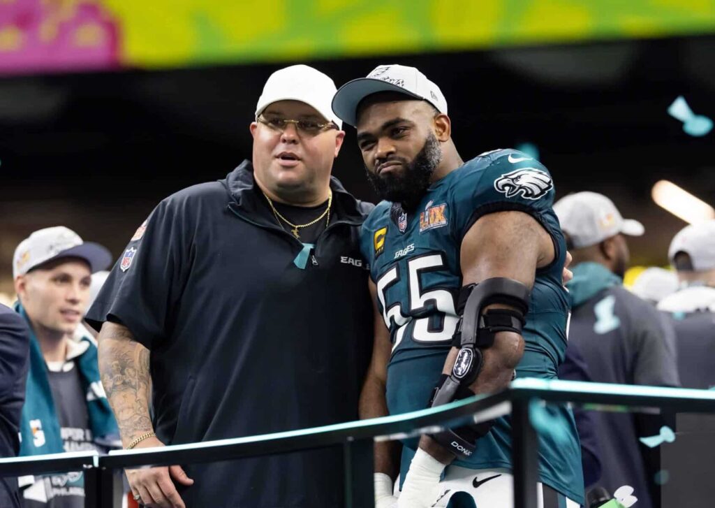 Brandon Graham celebrating Super Bowl 59
